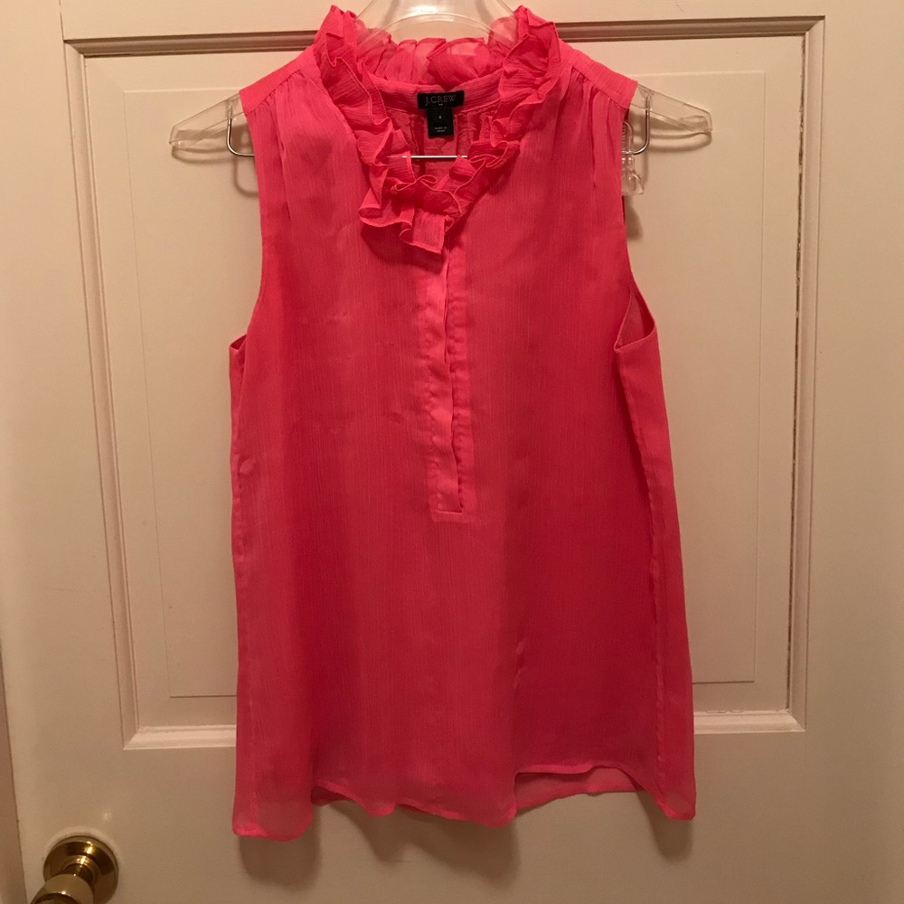 J.Crew Hot Pink Ruffle Tank